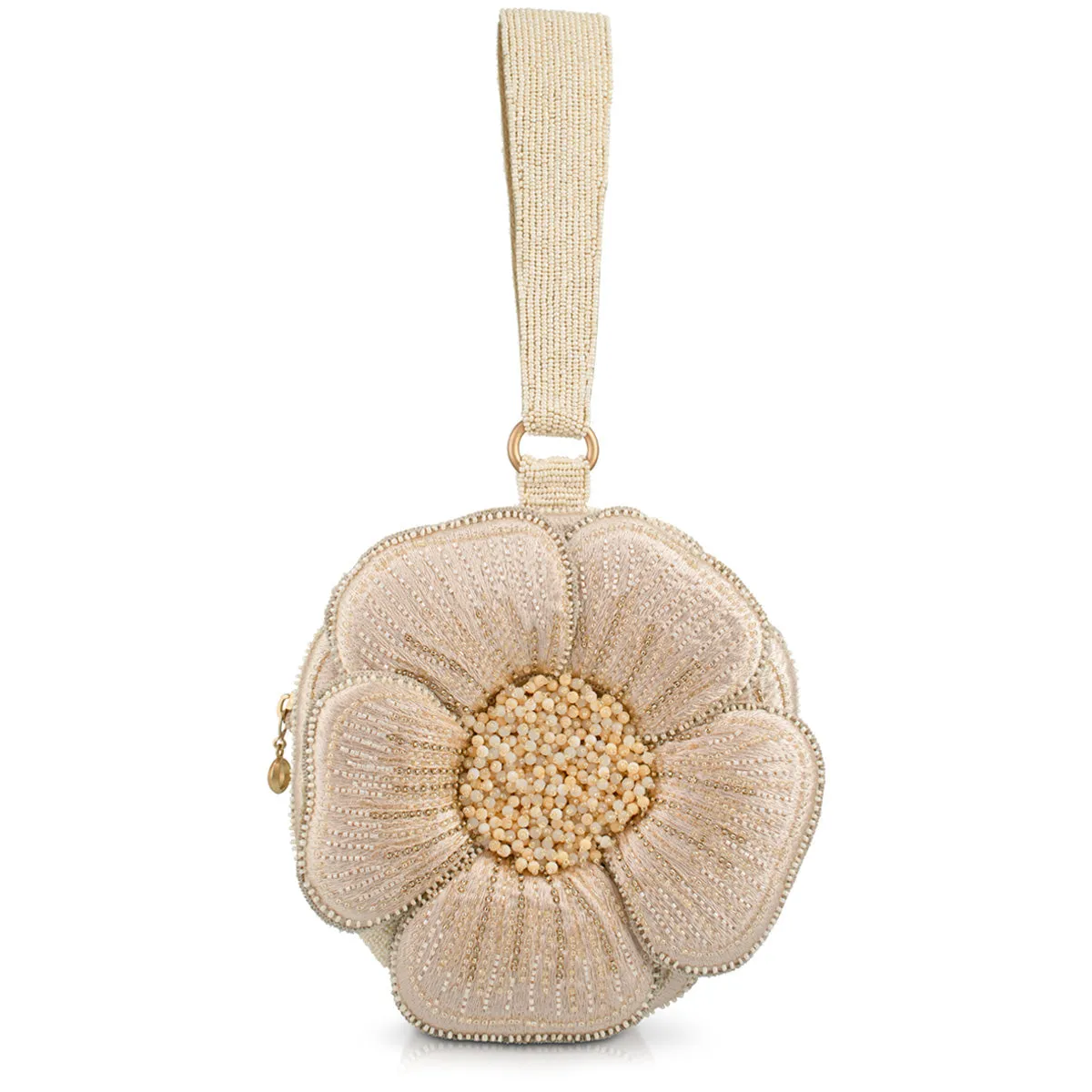 Compact Size Petal Me, Cream Wristlet Handbag