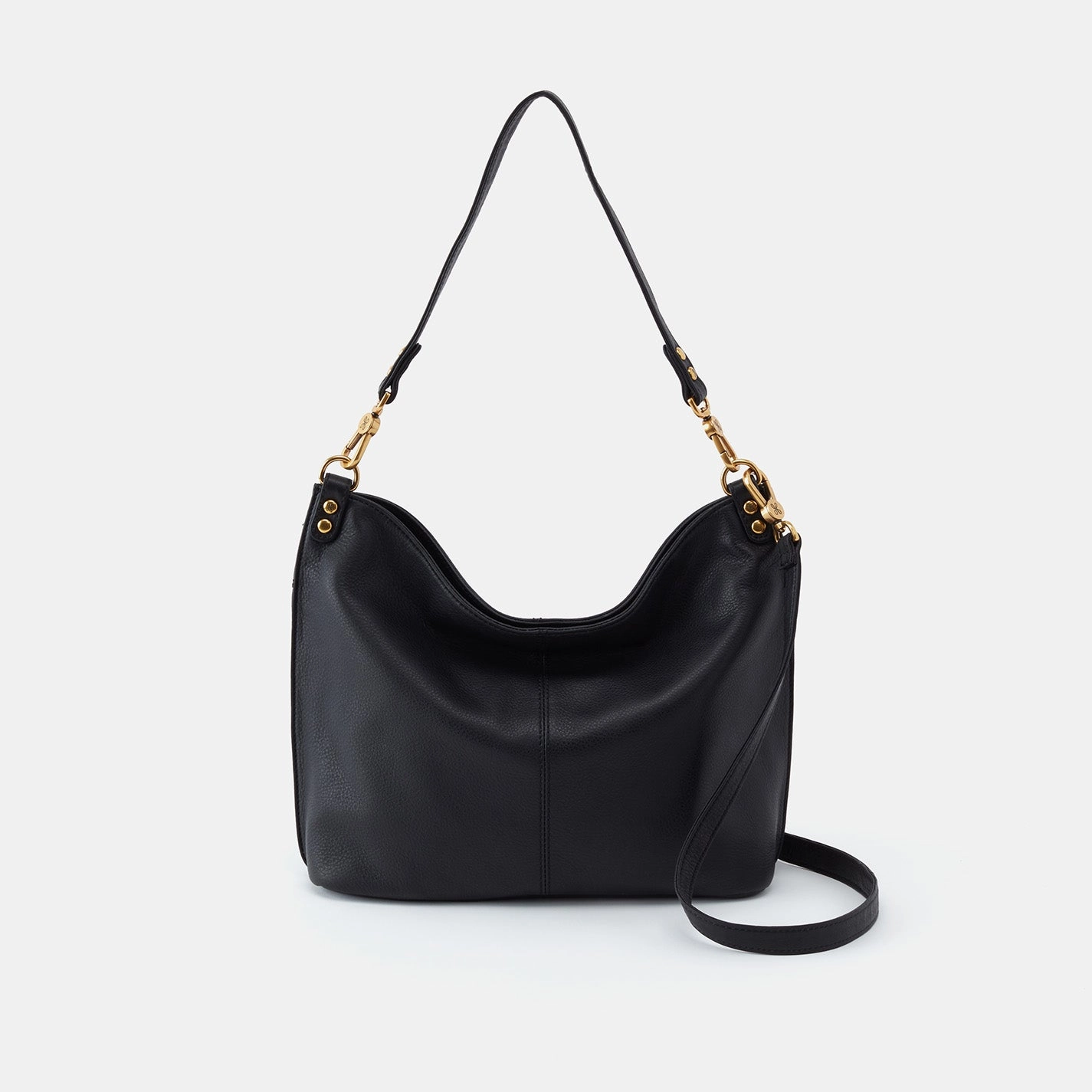 Casual Trend Pier Shoulder Bag in Pebbled Leather - Black