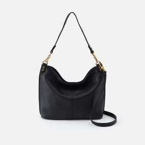 Casual Travel Gear Pier Shoulder Bag in Pebbled Leather - Black