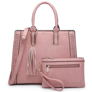 Tassel Weave Two Tone PU Leather Handbag with Matching Wallet l Dasein Minimal Touch Evening Dinner