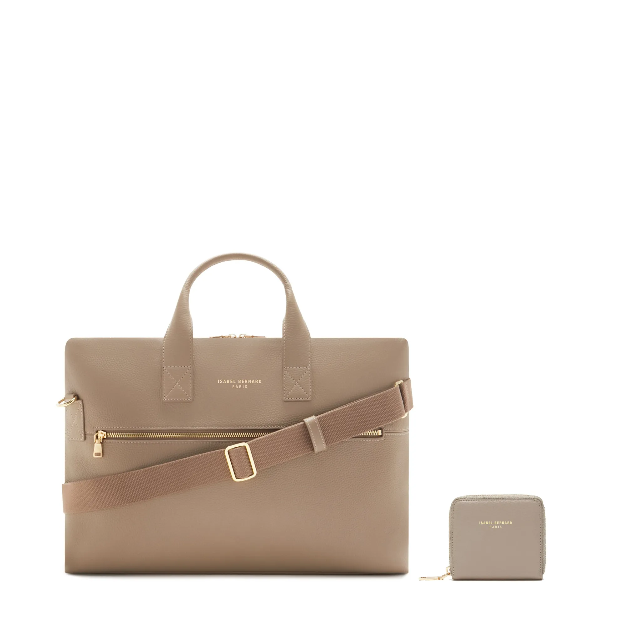 Cadeau d'Isabel taupe calfskin leather handbag and wallet set Design Focus Summer Fashion