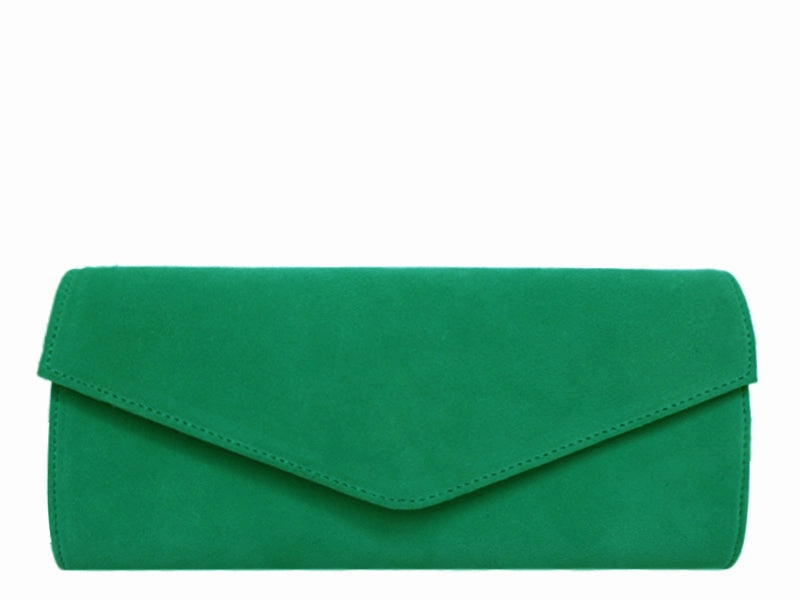 Clutch Handbag Suede - Green Emerald Portable Comfort