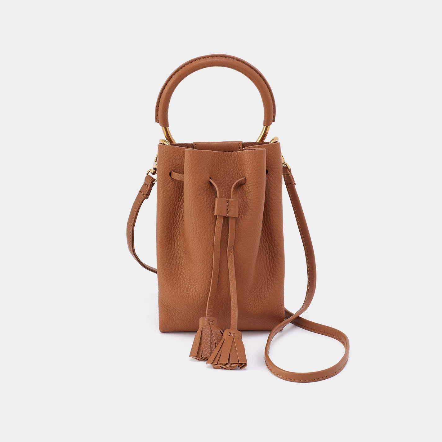 Eden Phone Crossbody In Pebbled Leather - Warm Honey Modern Journey Trendy Lifestyle