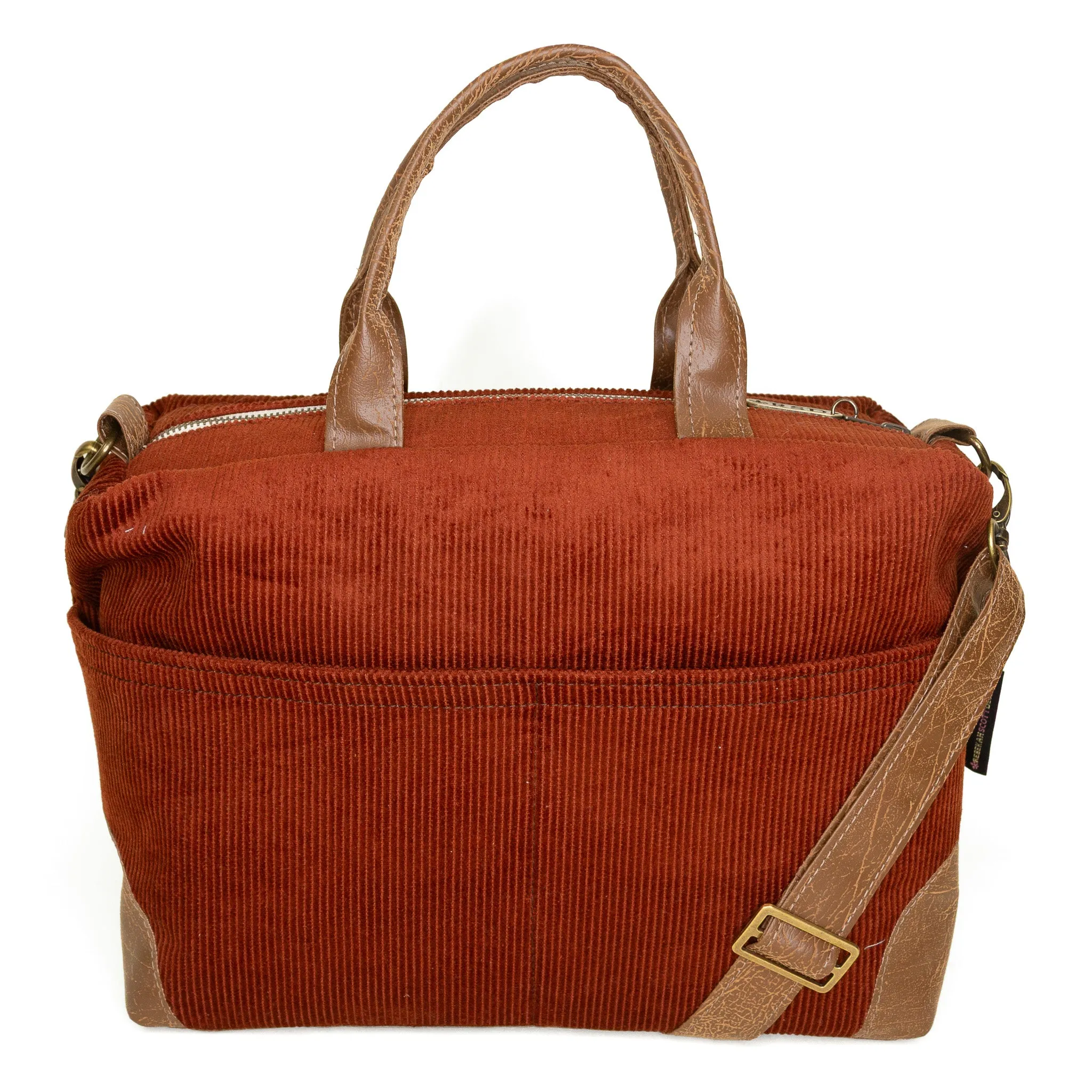 Compact Lifestyle Accessory Durable Compact Piece Poppi Premier Purse: Rust Corduroy