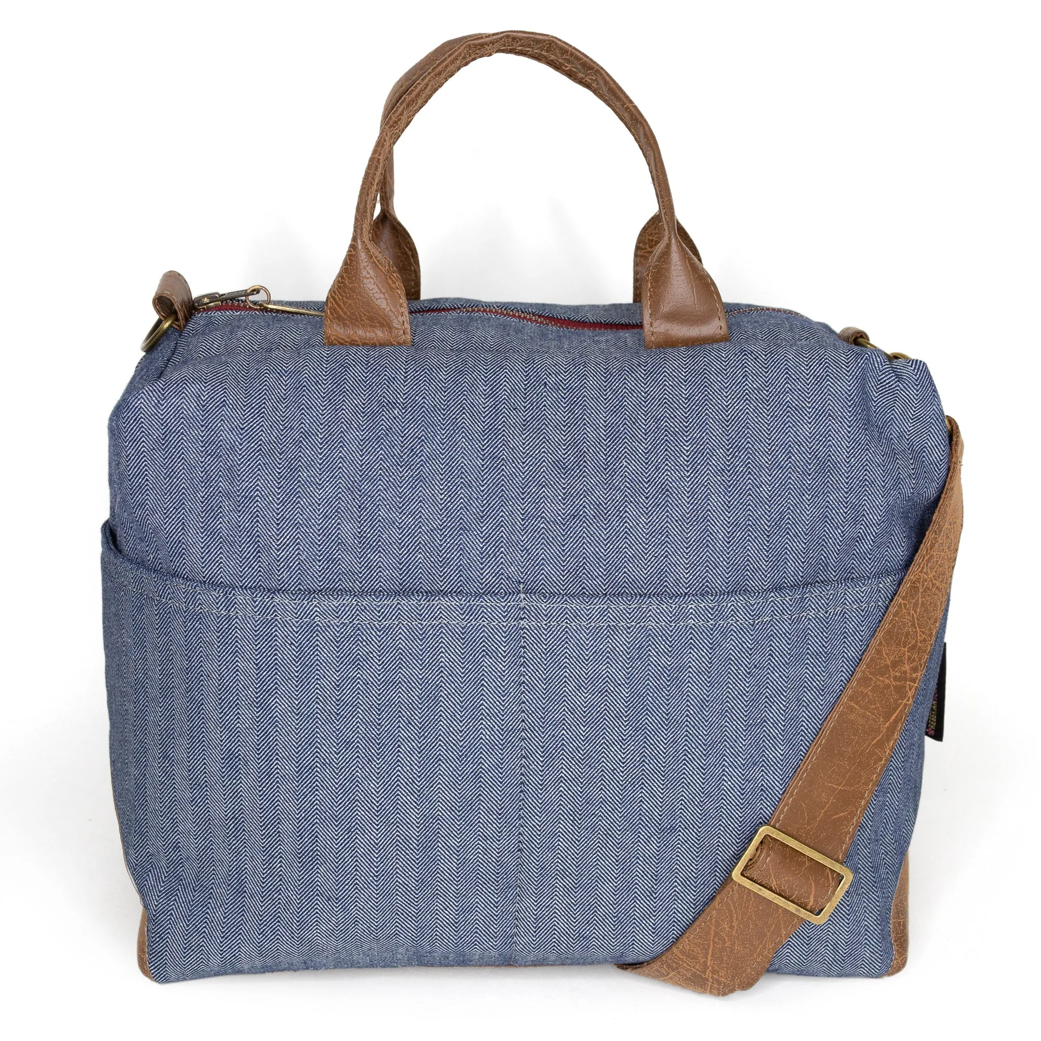 Minimalistic design that complements any outfit Poppi Pro Premier Purse: Blue Herringbone
