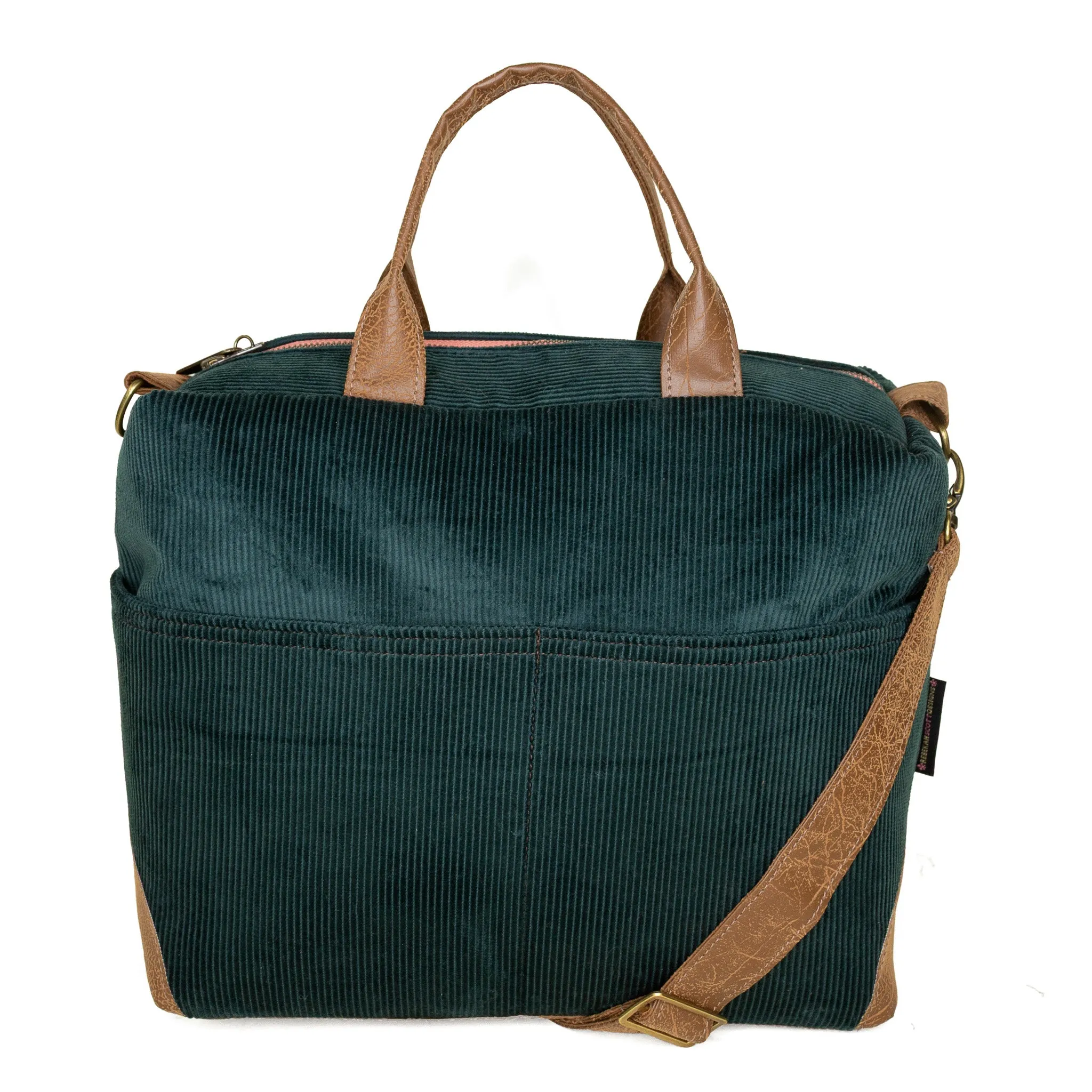 Poppi Pro Premier Purse: Peacock Corduroy Chic Design Rust Orange
