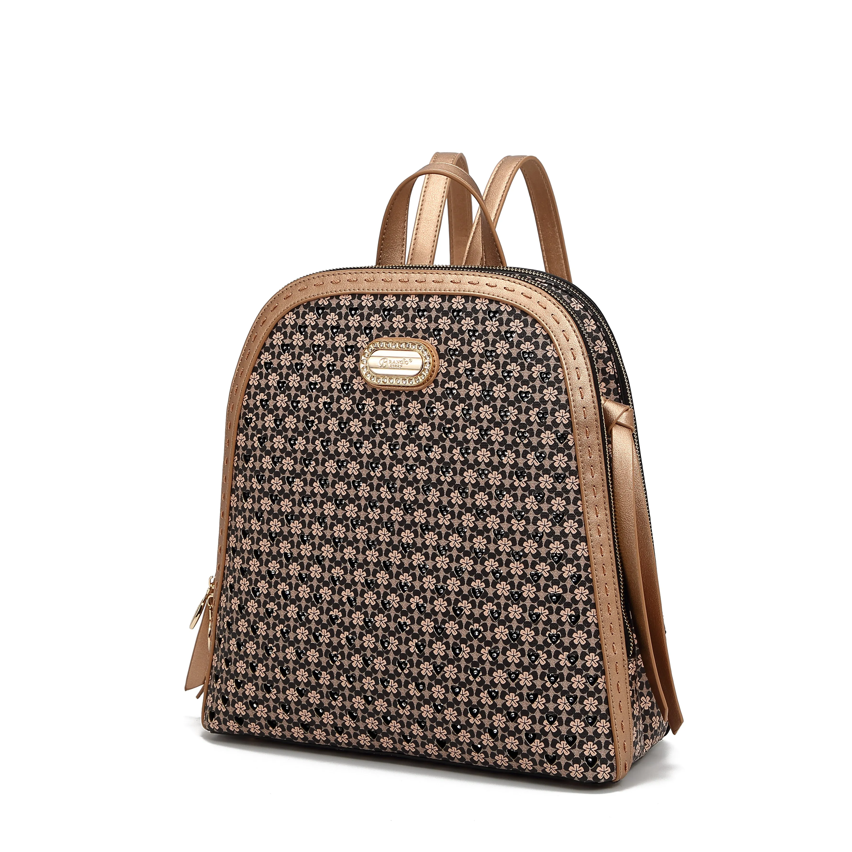 Brangio Luxury Floral-Print Backpack Classic Companion Office Ready