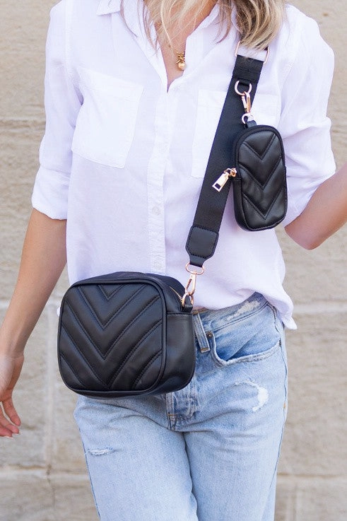 Minimalistic design allows it to pair with any outfit Elsie Quilted Crossbody Plus Mini Case Coin Purse