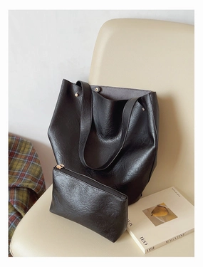 Elena Handbags Chic Leather Bucket Bag Practical Design