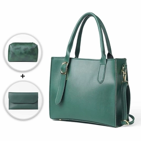 Posh set of 3 Bag green Classic Form Small portable pouch