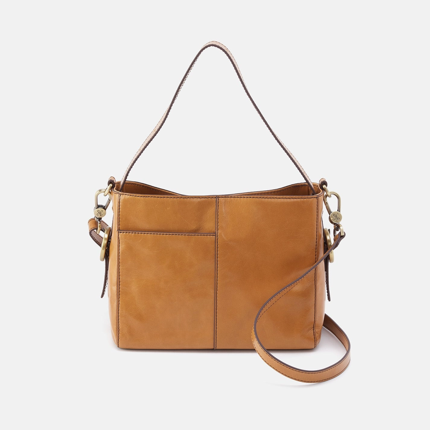 Compact Travel Urban Functionality Render Small Crossbody In Polished Leather - Natural
