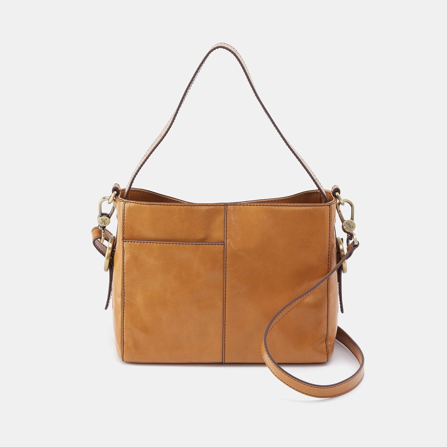 Adjustable Strap Timeless Design Render Small Crossbody In Polished Leather - Natural