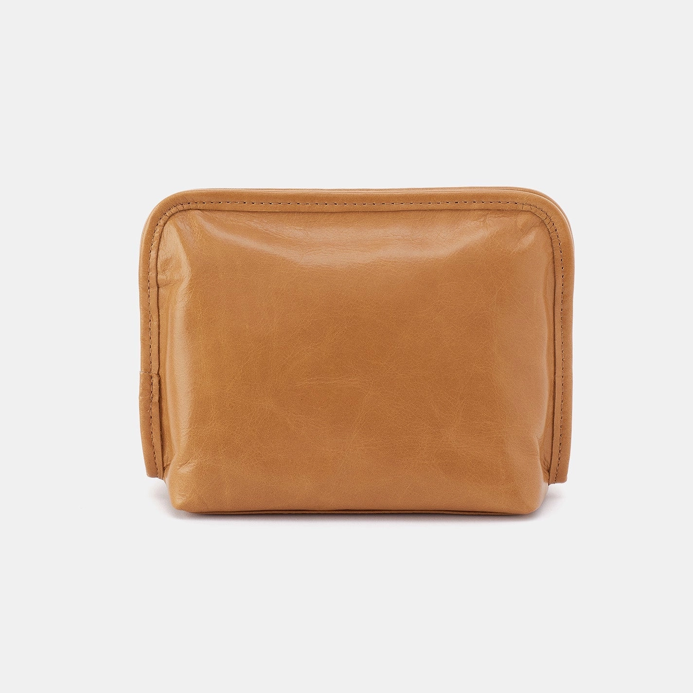 Fashion Comfort Beauty Cosmetic Pouch in Polished Leather - Natural