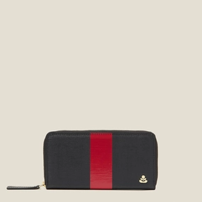 Compact Function Forget Me Not Wallet - Shiny Stripe Navy Red