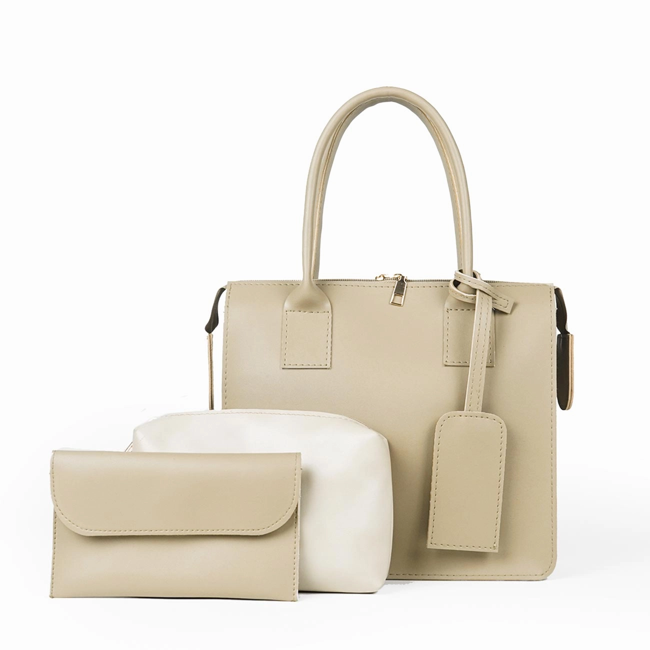 Everyday Style Simple yet elegant case Clever set of 3 Bag Beige