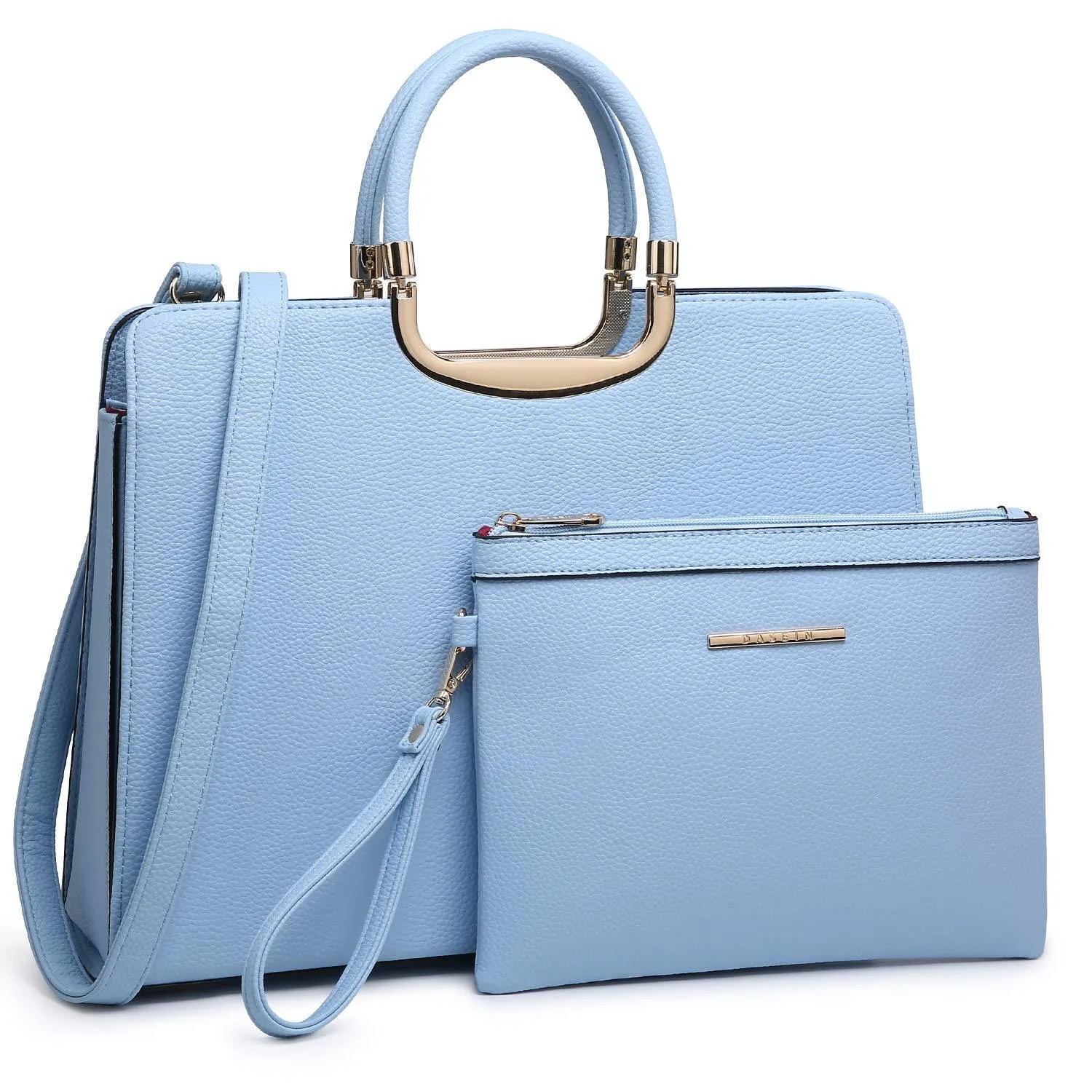 Fashion Outfit Pebble Texture Solid Color Elegant Top-Handle Handbag with Matching Wristlet