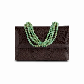 Street Fashion Necklace Handbag - Brown Lizard, Chrysoprase Handle