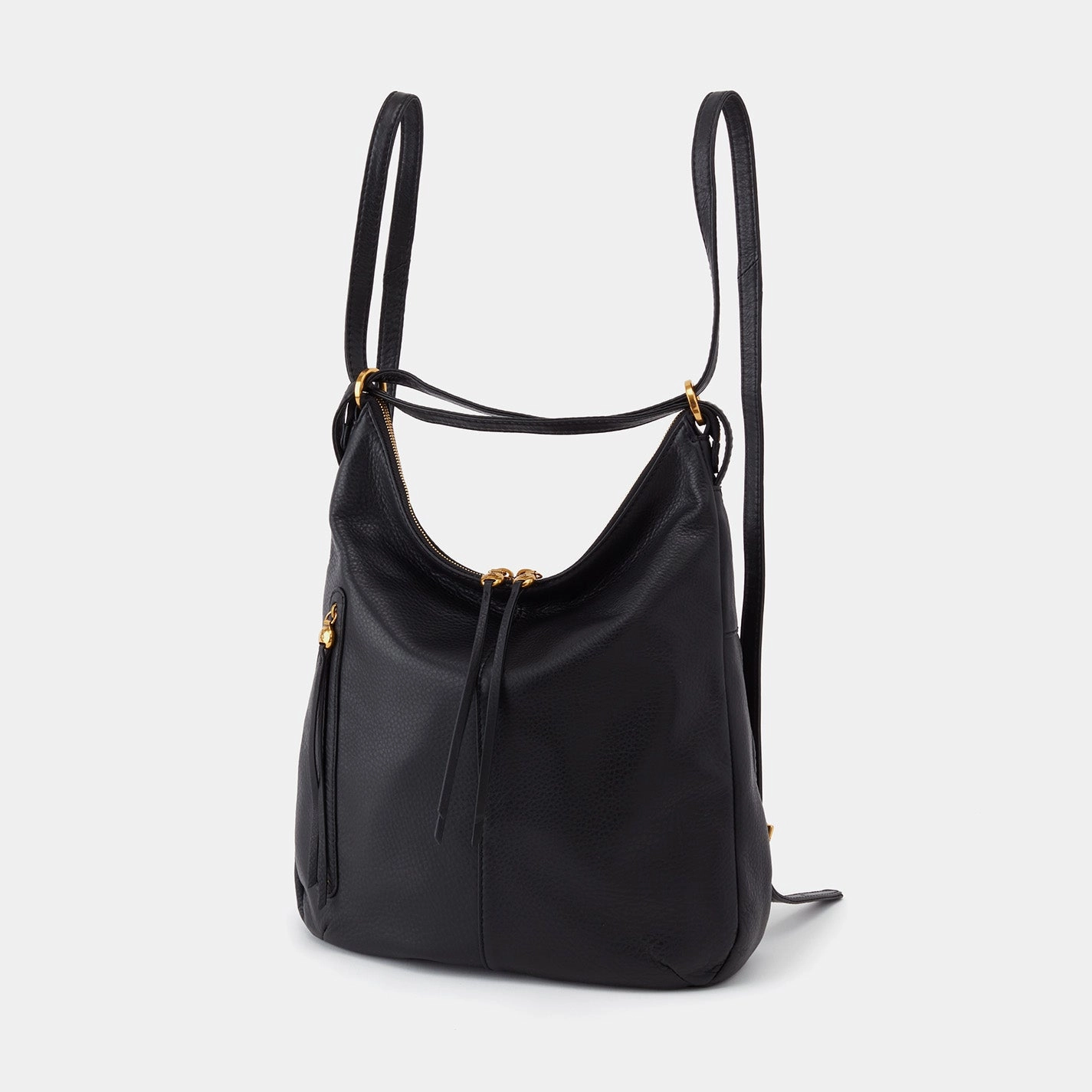 Everyday Essential Street Outfit Merrin Convertible Backpack in Pebbled Leather - Black