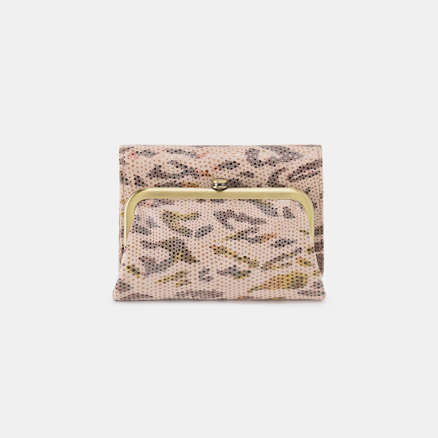 Folded Shape Robin Compact Wallet In Printed Leather - Summer Safari
