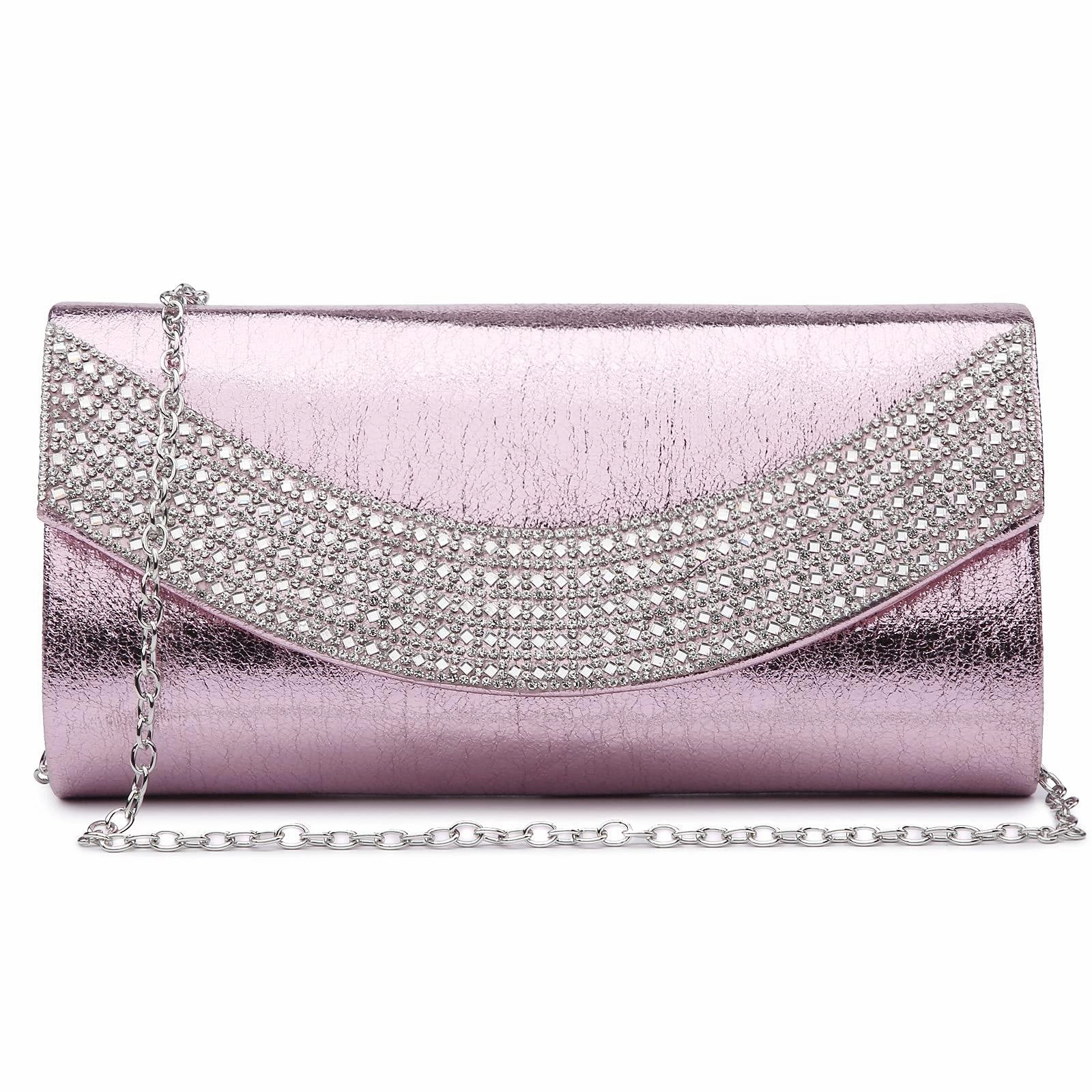Soft Tone PU Leather Rhinestone Evening Bags Formal Wedding Party Purse Dasein
