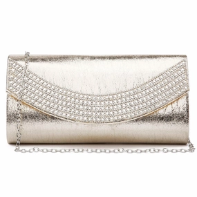 Dazzling Accent Modern Aesthetic PU Leather Rhinestone Evening Bags Formal Wedding Party Purse Dasein