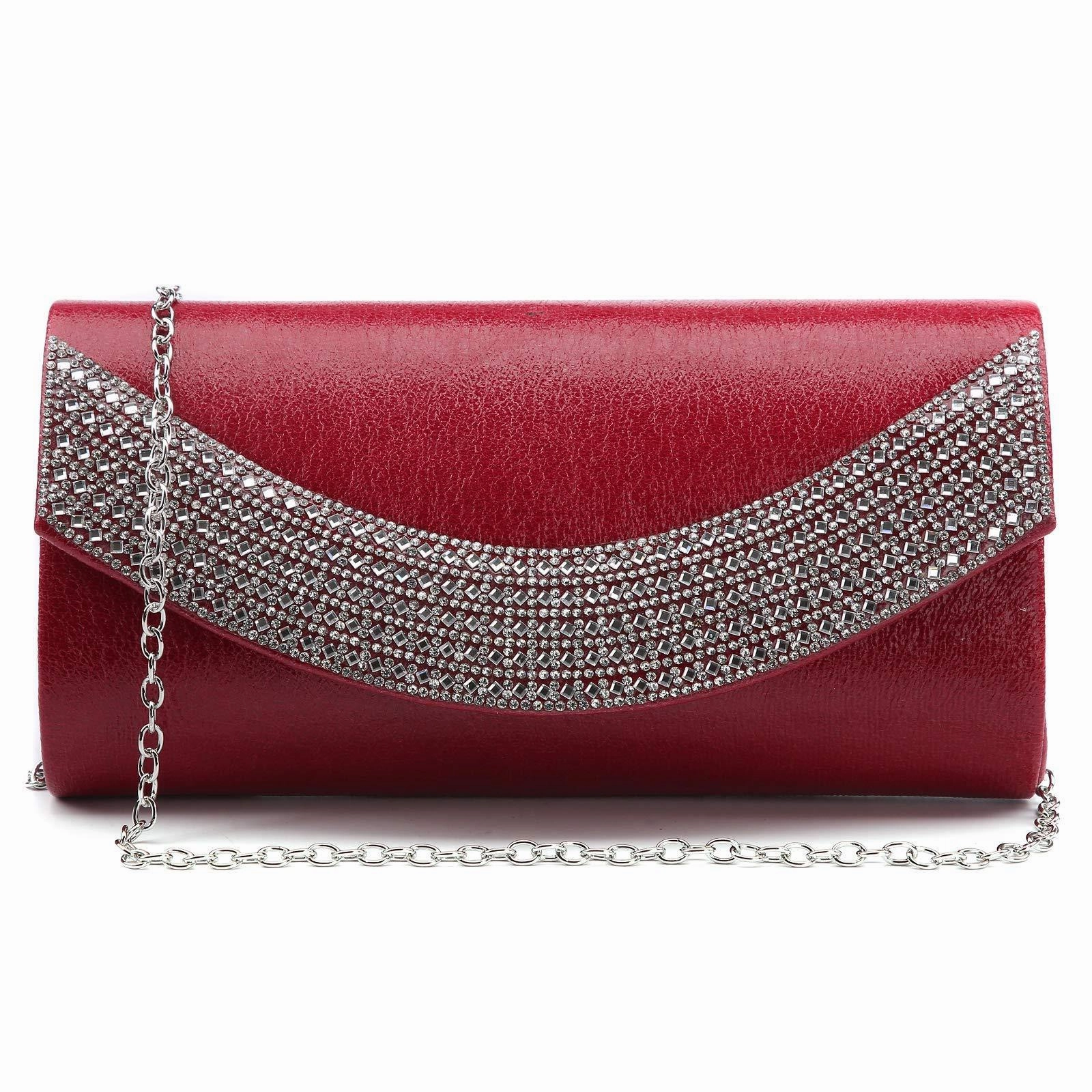 PU Leather Rhinestone Evening Bags Formal Wedding Party Purse Dasein Refined Fashion beaded embellishment