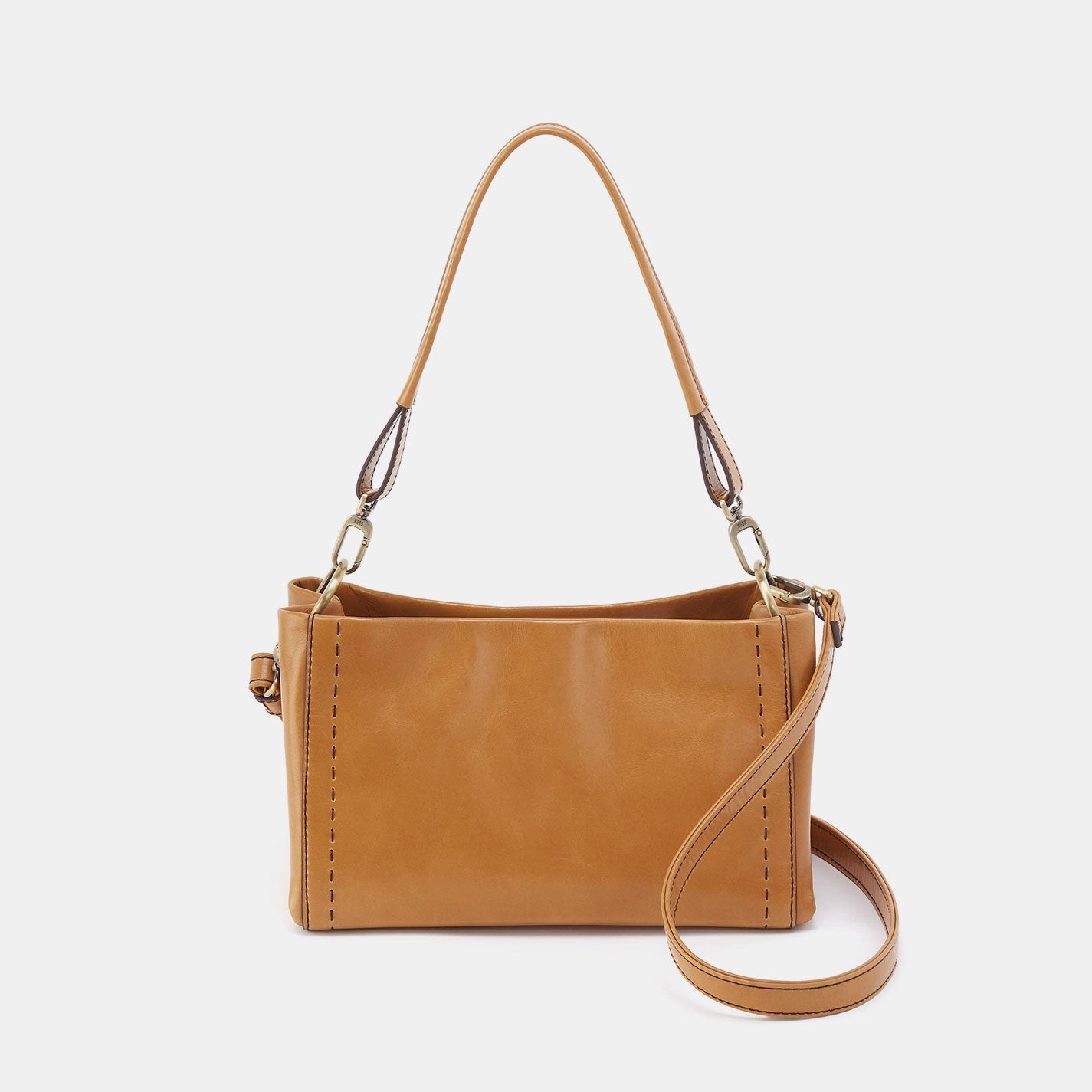 Seneca Shoulder Crossbody In Polished Leather - Natural Polished Look