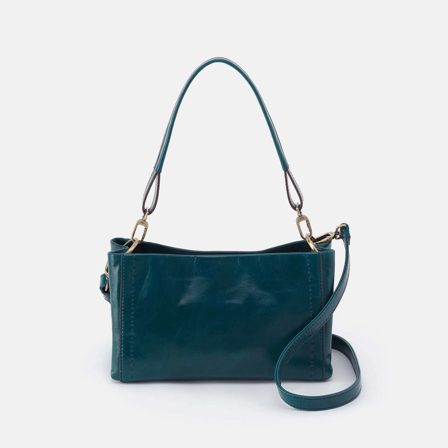 Simple Aesthetic Trendy Look Seneca Shoulder Crossbody in Polished Leather - Wild Bluegrass