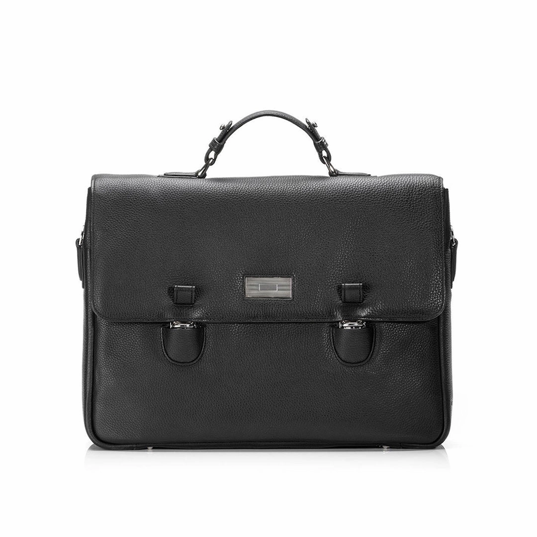 Trendy Journey Portable Organizer Hudson Tuck-Lock Attach?? - Black Leather Briefcase
