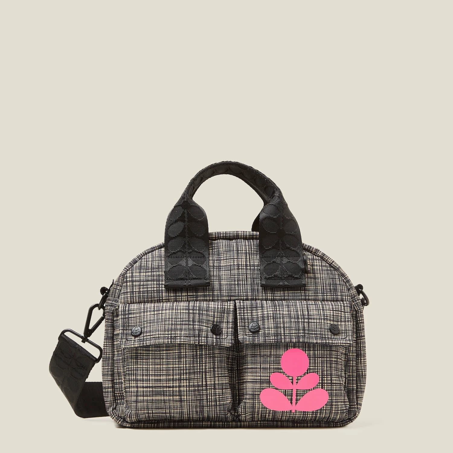 Radial Handbag - Scribble Print Black Casual Travel