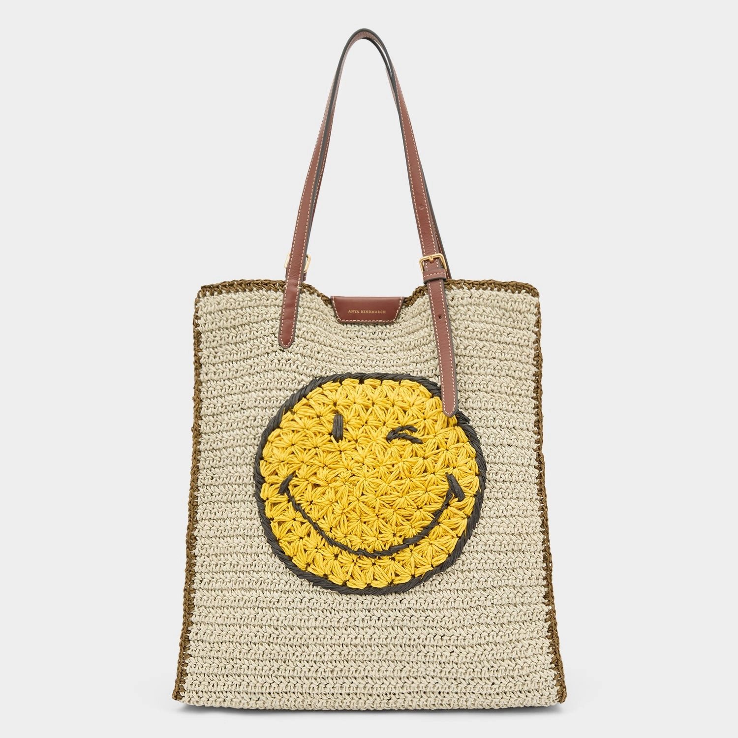 Compact Everyday Portable Utility Raffia N/S Wink Tote