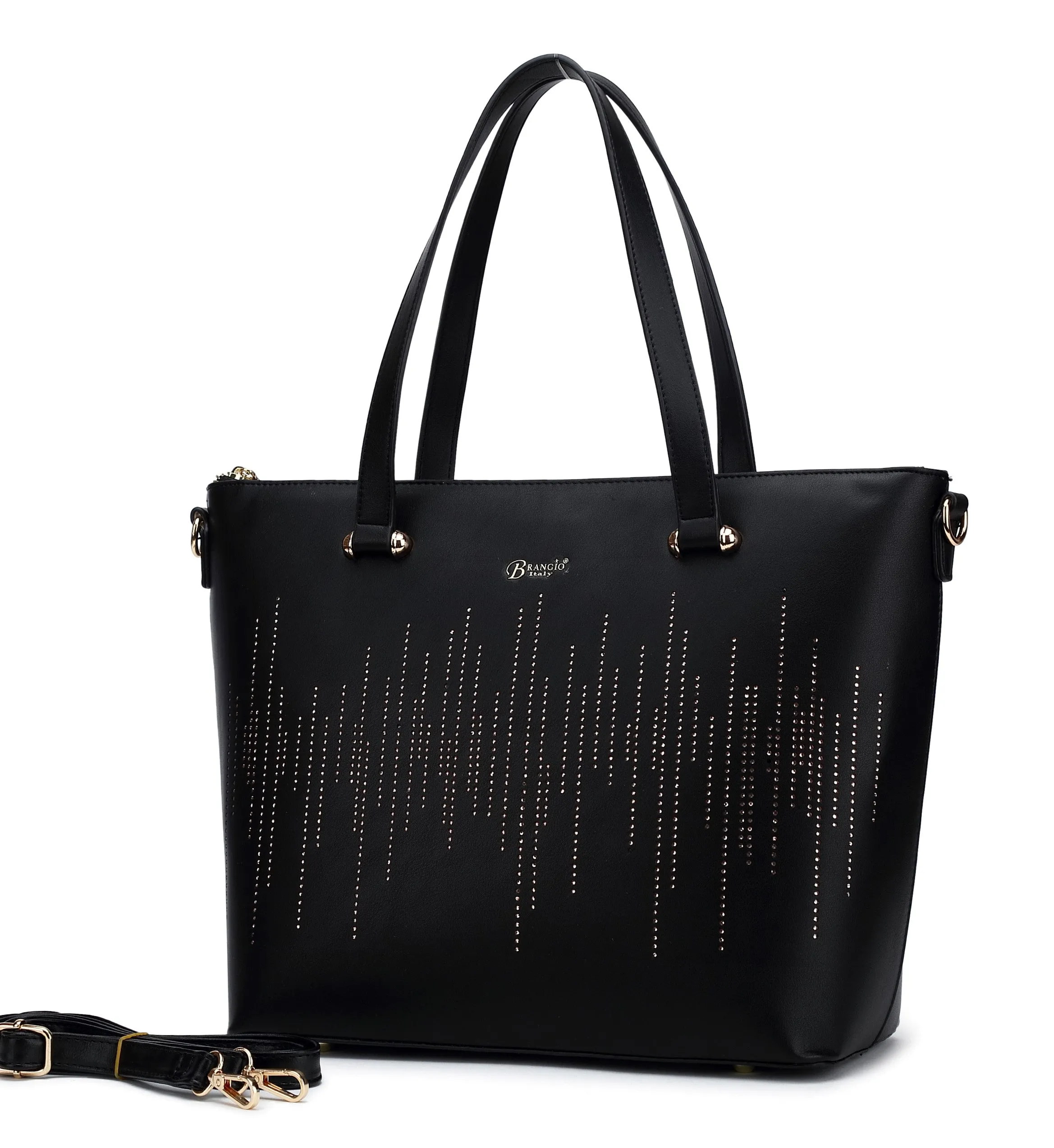 Minimal Geometry Fashion Geometry Rainy Night Vegan Leather Tote Bag