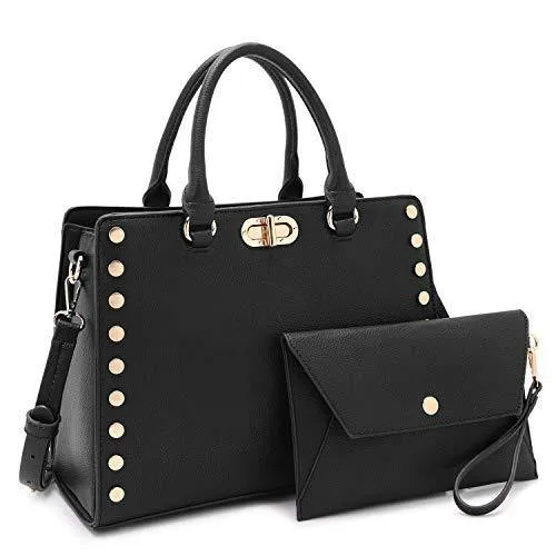 Urban Organizer Studded Handbag with Matching Wristlet