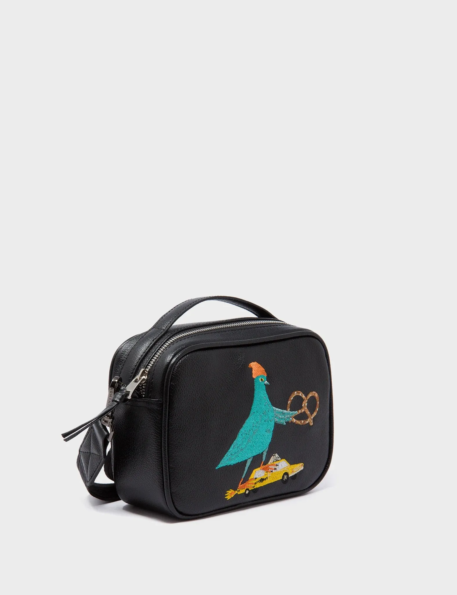 Verto Black Leather Crossbody Bag - Pigeonista Embroidery Versatile Choice