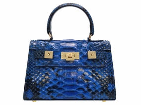 Comfort Carry Everyday Practicality Maya Mignon Pythonskin Handbag - Cobalt