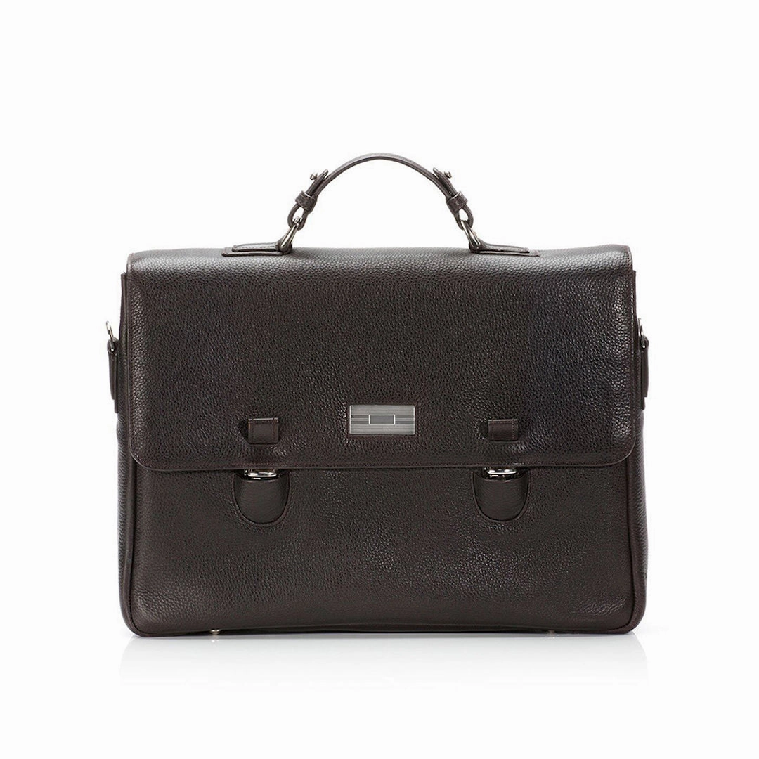 Everyday Necessity Hudson Tuck-Lock Attach?? - Dark Brown Leather Briefcase