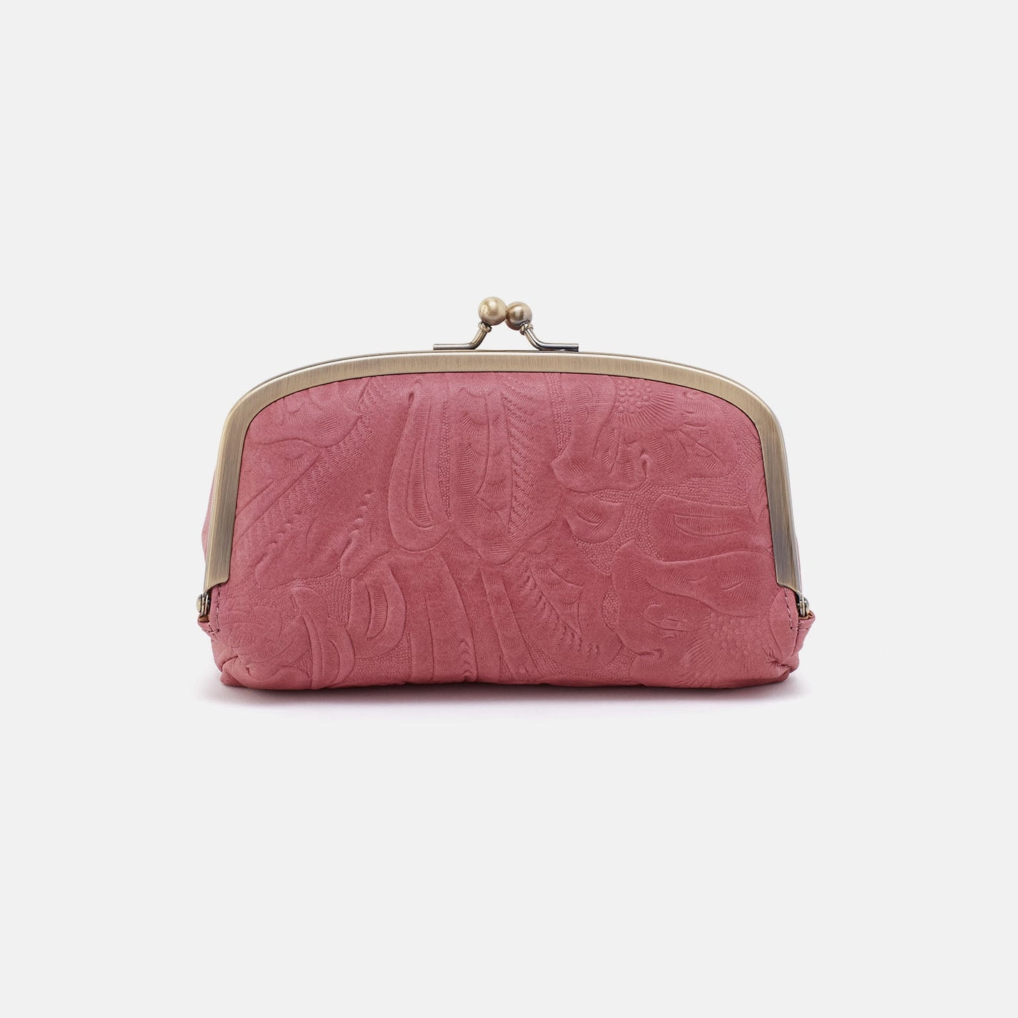 Save Face Frame Pouch In Tooled Embossed Leather - Mauve Tooled Emboss Modern Design Compact Lifestyle