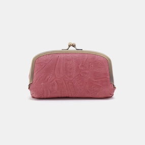 Save Face Frame Pouch In Tooled Embossed Leather - Mauve Tooled Emboss Modern Design Compact Lifestyle