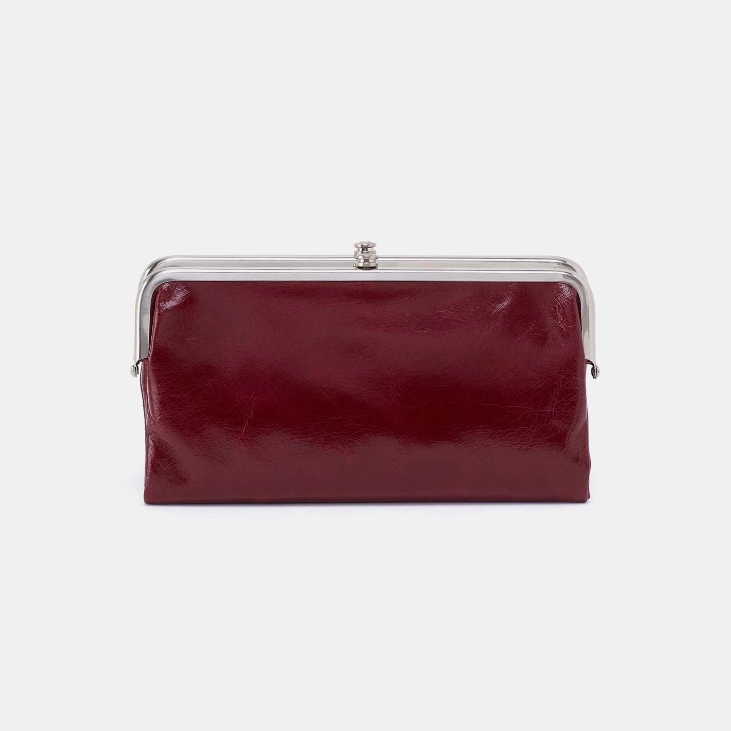 Soft Texture Lauren Clutch-Wallet in Polished Leather - Saddleberry