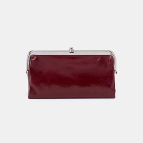 Soft Texture Lauren Clutch-Wallet in Polished Leather - Saddleberry