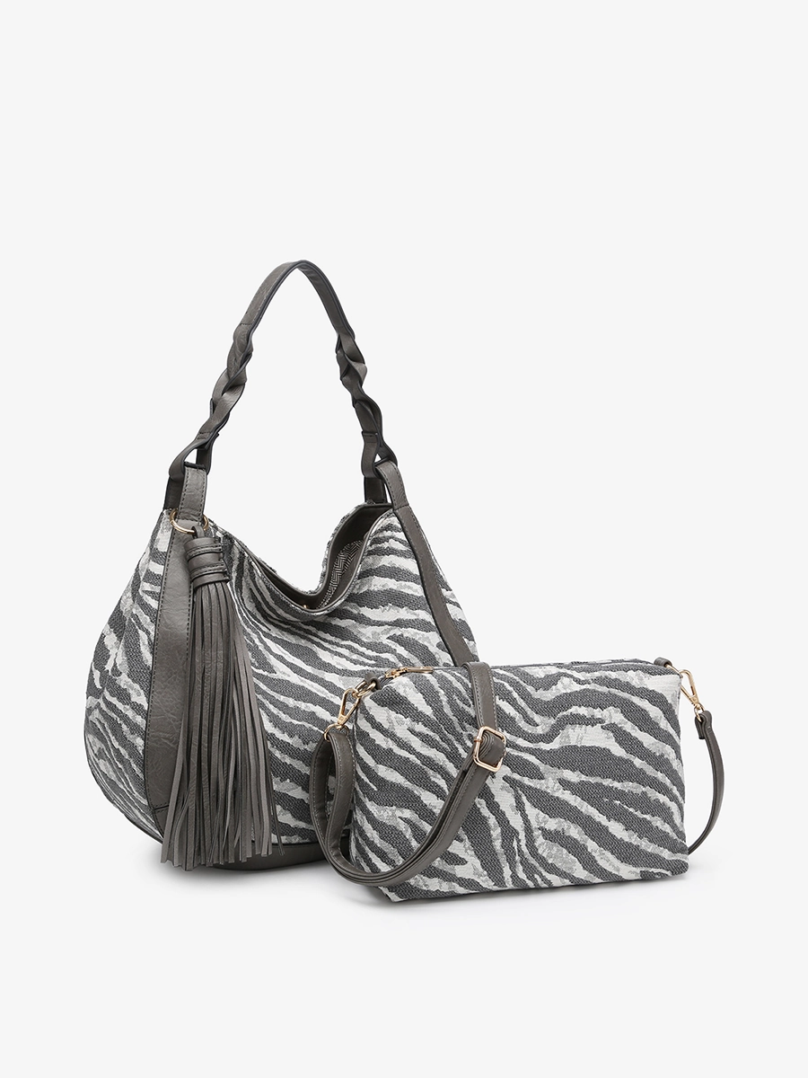 Nori Vegan Zebra Hobo Fashion Detailing