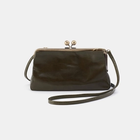 Modern Lifestyle Travel Necessity Lauren Frame Crossbody In Polished Leather - Deep Moss