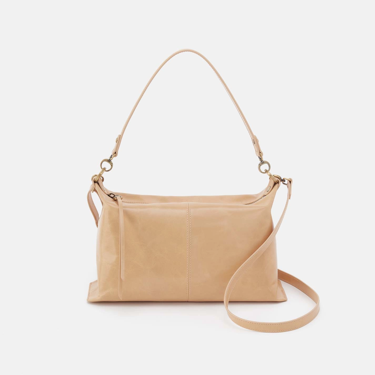 Stylish Simplicity Compact Carry Avon Shoulder Bag in Polished Leather - Desert Sand