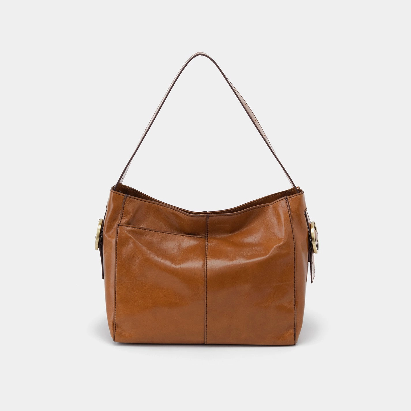 Render Shoulder Bag in Polished Leather - Truffle Weekend Travel