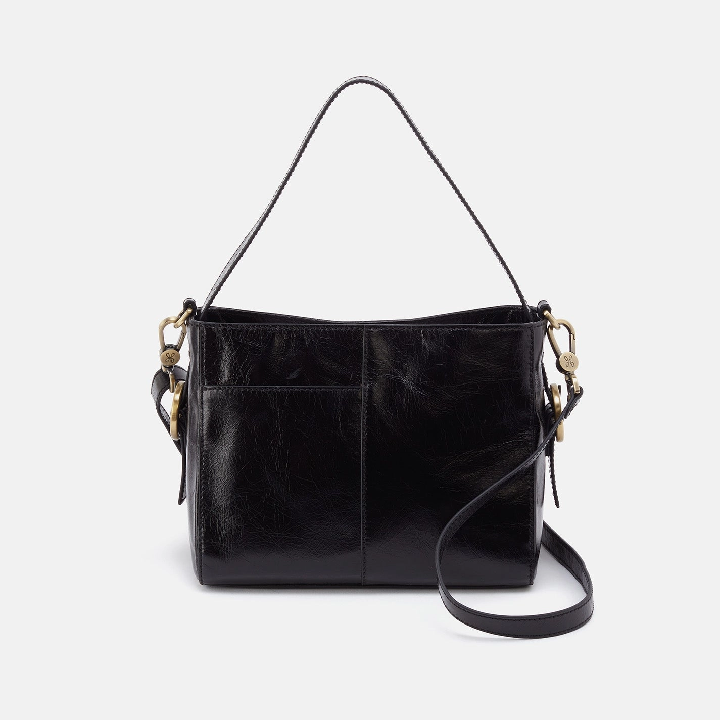 Render Small Crossbody In Polished Leather - Black Simple design with maximum storage capacity