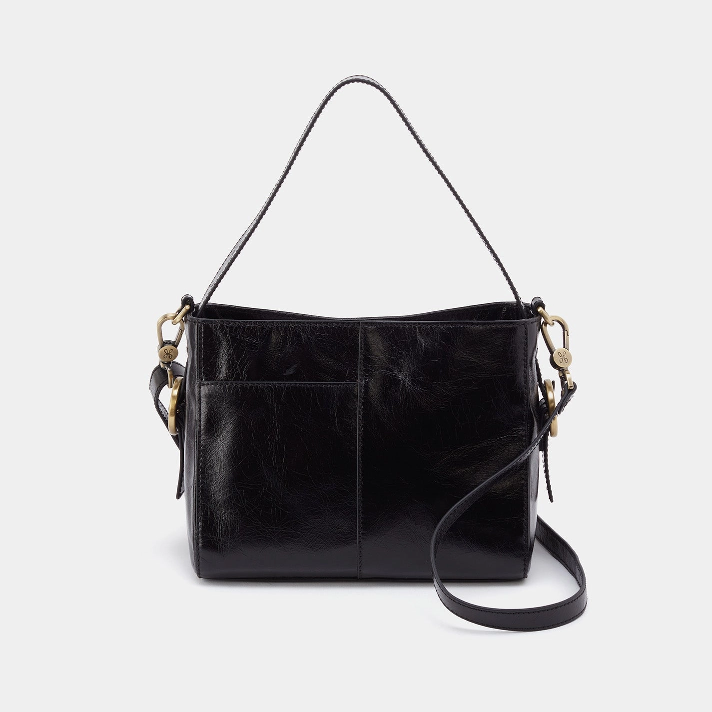 Render Small Crossbody In Polished Leather - Black Easy Storage
