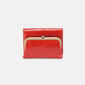 Leather texture Daily Performance Robin Compact Wallet In Polished Leather - Grenadine