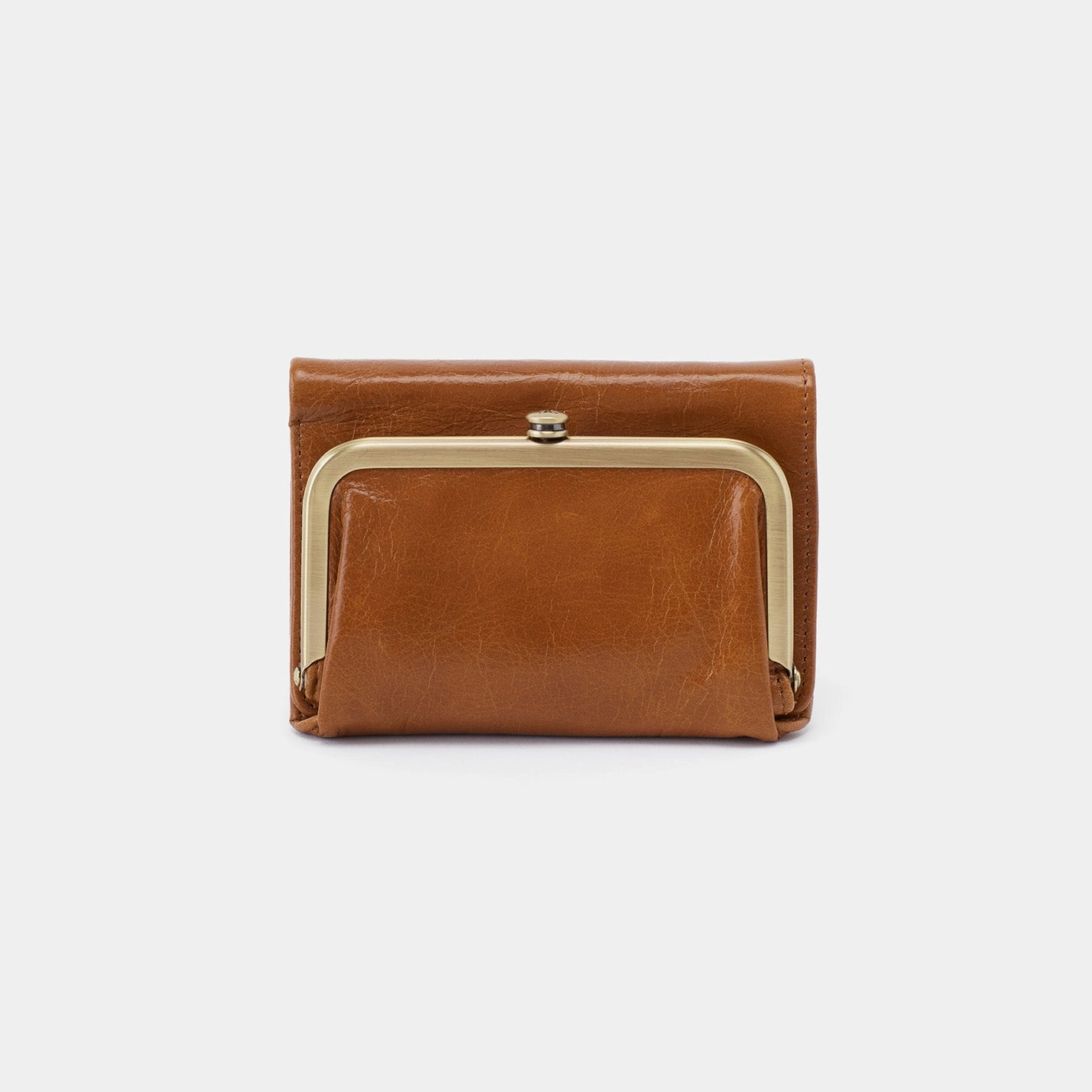 Robin Compact Wallet in Polished Leather - Truffle Minimal Elegance