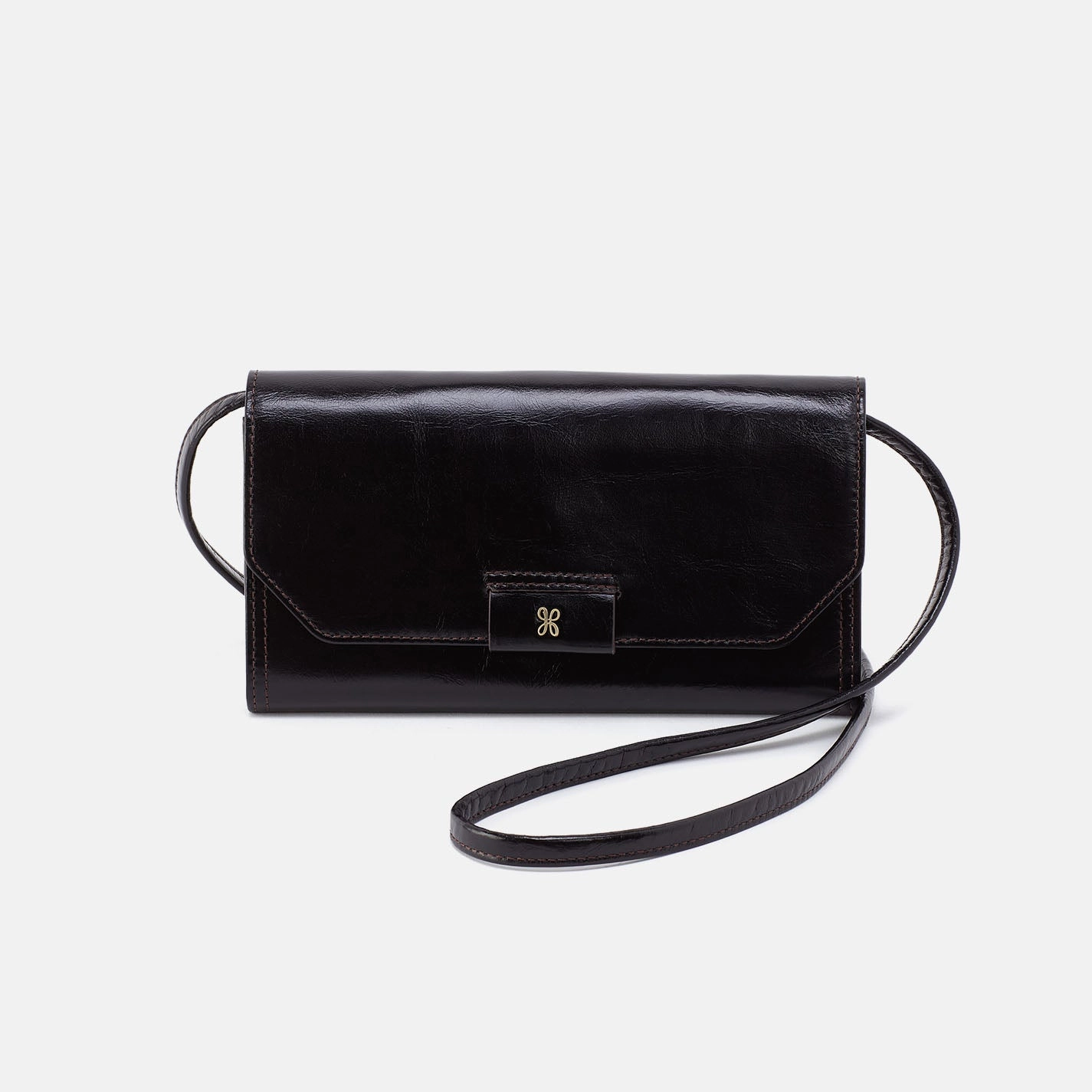 Trendy Modern Street Stylish and practical design for everyday use Romy Wallet Crossbody in Polished Leather - Black