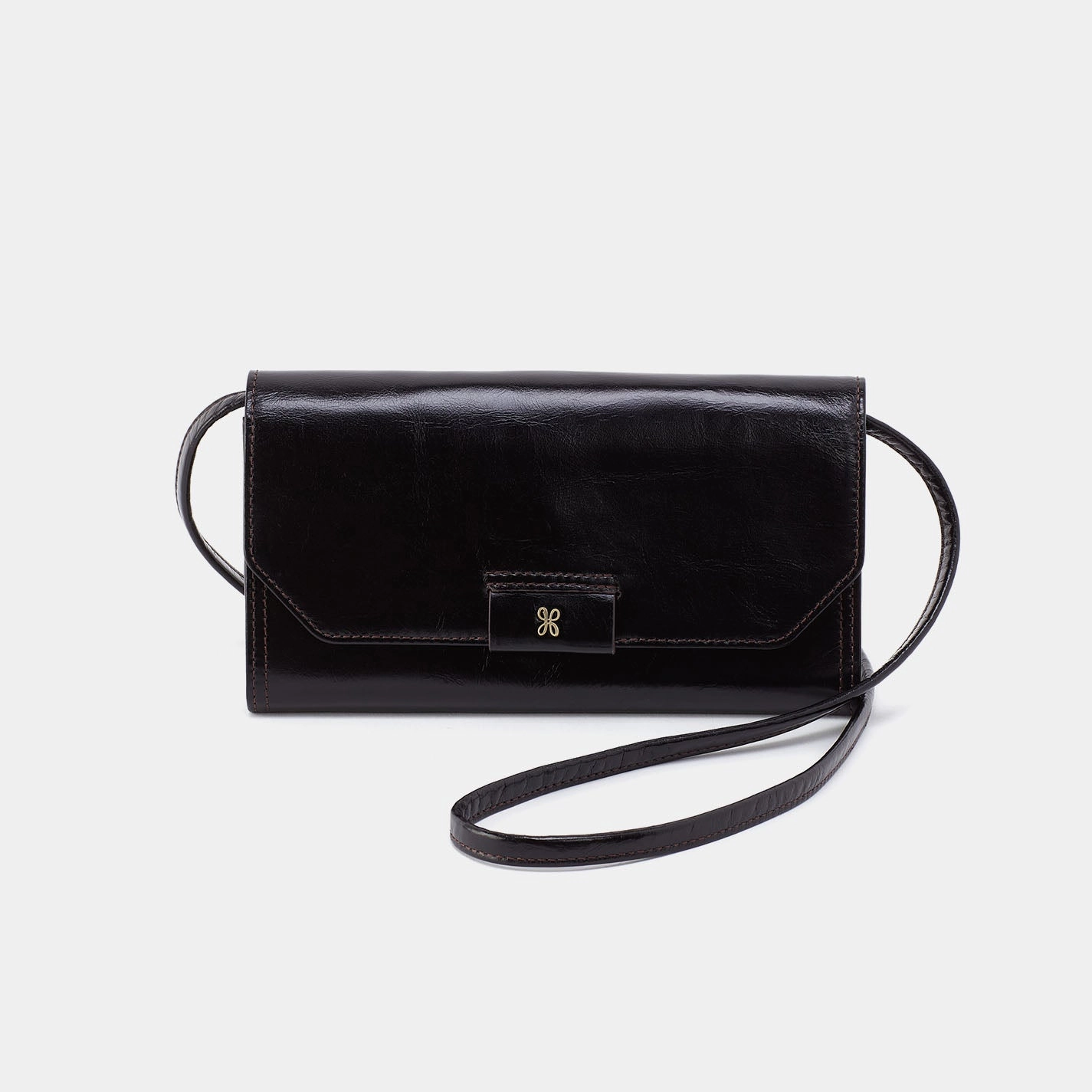 Comfort Travel Urban Functionality Romy Wallet Crossbody in Polished Leather - Black